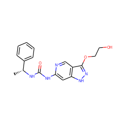 C[C@@H](NC(=O)Nc1cc2[nH]nc(OCCO)c2cn1)c1ccccc1 ZINC001772583352