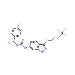 C[C@@H](NC(=O)Nc1cc2[nH]nc(OCCOC(F)(F)F)c2cn1)c1ccc(F)cc1 ZINC001772574234