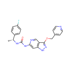 C[C@@H](NC(=O)Nc1cc2[nH]nc(OCc3ccncc3)c2cn1)c1ccc(F)cc1 ZINC001772634090