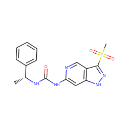 C[C@@H](NC(=O)Nc1cc2[nH]nc(S(C)(=O)=O)c2cn1)c1ccccc1 ZINC001772597464