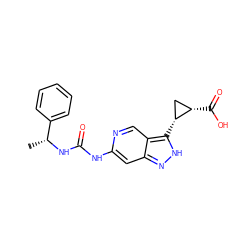 C[C@@H](NC(=O)Nc1cc2n[nH]c([C@@H]3C[C@@H]3C(=O)O)c2cn1)c1ccccc1 ZINC000219767050