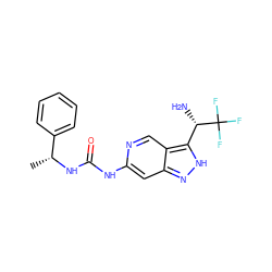 C[C@@H](NC(=O)Nc1cc2n[nH]c([C@H](N)C(F)(F)F)c2cn1)c1ccccc1 ZINC000219772608