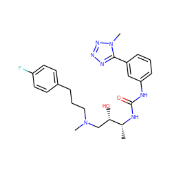 C[C@@H](NC(=O)Nc1cccc(-c2nnnn2C)c1)[C@@H](O)CN(C)CCCc1ccc(F)cc1 ZINC000029039047