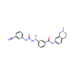 C[C@@H](NC(=O)Nc1cccc(C#N)c1)c1cccc(C(=O)Nc2ccc3c(c2)CN(C)CC3)c1 ZINC000204341553