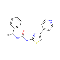 C[C@@H](NC(=O)Nc1nc(-c2ccncc2)cs1)c1ccccc1 ZINC000165947905