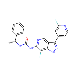 C[C@@H](NC(=O)Nc1ncc2c(-c3ccnc(F)c3)n[nH]c2c1F)c1ccccc1 ZINC000261071587