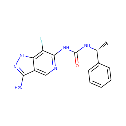 C[C@@H](NC(=O)Nc1ncc2c(N)n[nH]c2c1F)c1ccccc1 ZINC000210709494