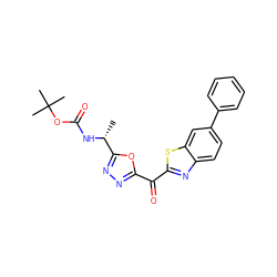 C[C@@H](NC(=O)OC(C)(C)C)c1nnc(C(=O)c2nc3ccc(-c4ccccc4)cc3s2)o1 ZINC000210818103