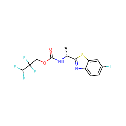C[C@@H](NC(=O)OCC(F)(F)C(F)F)c1nc2ccc(F)cc2s1 ZINC000653716365