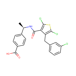 C[C@@H](NC(=O)c1c(Cl)sc(Cl)c1Cc1cccc(Cl)c1)c1ccc(C(=O)O)cc1 ZINC000045335778