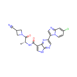 C[C@@H](NC(=O)c1c[nH]c2ncc(-c3cnc4cc(Cl)ccn34)nc12)C(=O)N1CC(C#N)C1 ZINC000096258674