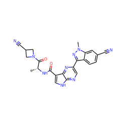 C[C@@H](NC(=O)c1c[nH]c2ncc(-c3nn(C)c4cc(C#N)ccc34)nc12)C(=O)N1CC(C#N)C1 ZINC000096258696