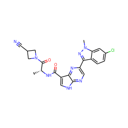 C[C@@H](NC(=O)c1c[nH]c2ncc(-c3nn(C)c4cc(Cl)ccc34)nc12)C(=O)N1CC(C#N)C1 ZINC000096258701