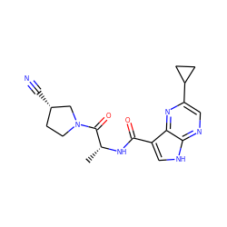 C[C@@H](NC(=O)c1c[nH]c2ncc(C3CC3)nc12)C(=O)N1CC[C@H](C#N)C1 ZINC000095582833