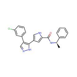 C[C@@H](NC(=O)c1cc(-c2[nH]ncc2-c2cccc(Cl)c2)c[nH]1)c1ccccc1 ZINC000014959182