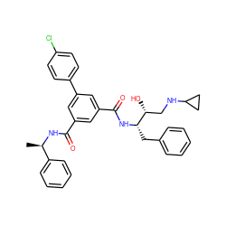 C[C@@H](NC(=O)c1cc(C(=O)N[C@@H](Cc2ccccc2)[C@H](O)CNC2CC2)cc(-c2ccc(Cl)cc2)c1)c1ccccc1 ZINC000044281110