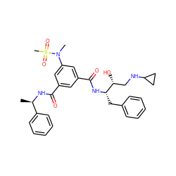 C[C@@H](NC(=O)c1cc(C(=O)N[C@@H](Cc2ccccc2)[C@H](O)CNC2CC2)cc(N(C)S(C)(=O)=O)c1)c1ccccc1 ZINC000014960423