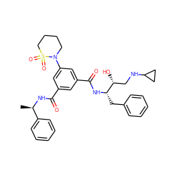 C[C@@H](NC(=O)c1cc(C(=O)N[C@@H](Cc2ccccc2)[C@H](O)CNC2CC2)cc(N2CCCCS2(=O)=O)c1)c1ccccc1 ZINC000049889407