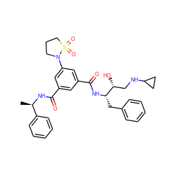 C[C@@H](NC(=O)c1cc(C(=O)N[C@@H](Cc2ccccc2)[C@H](O)CNC2CC2)cc(N2CCCS2(=O)=O)c1)c1ccccc1 ZINC000044280585