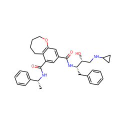 C[C@@H](NC(=O)c1cc(C(=O)N[C@@H](Cc2ccccc2)[C@H](O)CNC2CC2)cc2c1CCCCO2)c1ccccc1 ZINC000044430573