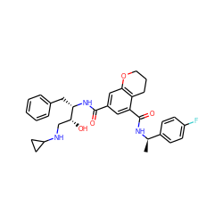 C[C@@H](NC(=O)c1cc(C(=O)N[C@@H](Cc2ccccc2)[C@H](O)CNC2CC2)cc2c1CCCO2)c1ccc(F)cc1 ZINC000044387948