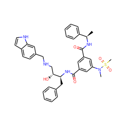 C[C@@H](NC(=O)c1cc(C(=O)N[C@@H](Cc2ccccc2)[C@H](O)CNCc2ccc3cc[nH]c3c2)cc(N(C)S(C)(=O)=O)c1)c1ccccc1 ZINC000029037413