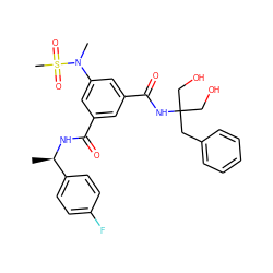 C[C@@H](NC(=O)c1cc(C(=O)NC(CO)(CO)Cc2ccccc2)cc(N(C)S(C)(=O)=O)c1)c1ccc(F)cc1 ZINC000014960443