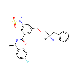 C[C@@H](NC(=O)c1cc(COC[C@](C)(N)Cc2ccccc2)cc(N(C)S(C)(=O)=O)c1)c1ccc(F)cc1 ZINC000014960451