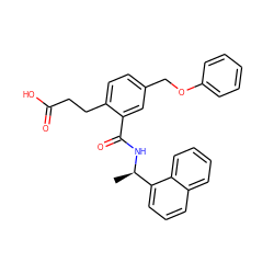 C[C@@H](NC(=O)c1cc(COc2ccccc2)ccc1CCC(=O)O)c1cccc2ccccc12 ZINC000045366382