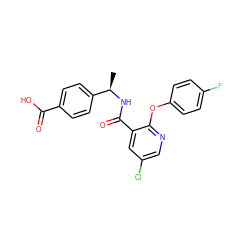 C[C@@H](NC(=O)c1cc(Cl)cnc1Oc1ccc(F)cc1)c1ccc(C(=O)O)cc1 ZINC000208581983