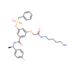 C[C@@H](NC(=O)c1cc(OCC(=O)NCCCCCN)cc(OS(=O)(=O)Cc2ccccc2)c1)c1ccc(F)cc1 ZINC000010339546