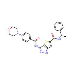 C[C@@H](NC(=O)c1cc2[nH]nc(NC(=O)c3ccc(N4CCOCC4)cc3)c2s1)c1ccccc1 ZINC000036474222