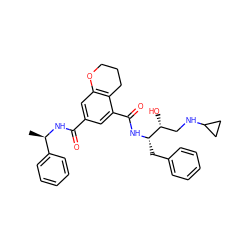 C[C@@H](NC(=O)c1cc2c(c(C(=O)N[C@@H](Cc3ccccc3)[C@H](O)CNC3CC3)c1)CCCO2)c1ccccc1 ZINC000042877526