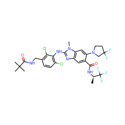 C[C@@H](NC(=O)c1cc2nc(Nc3c(Cl)ccc(CNC(=O)C(C)(C)C)c3Cl)n(C)c2cc1N1CCC(F)(F)C1)C(F)(F)F ZINC000169700906