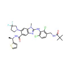 C[C@@H](NC(=O)c1cc2nc(Nc3c(Cl)ccc(CNC(=O)C(C)(C)C)c3Cl)n(C)c2cc1N1CCC(F)(F)C1)c1cccs1 ZINC000169700901