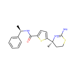 C[C@@H](NC(=O)c1ccc([C@]2(C)CCSC(N)=N2)s1)c1ccccc1 ZINC000096174271