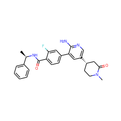 C[C@@H](NC(=O)c1ccc(-c2cc([C@H]3CCN(C)C(=O)C3)cnc2N)cc1F)c1ccccc1 ZINC001772589627