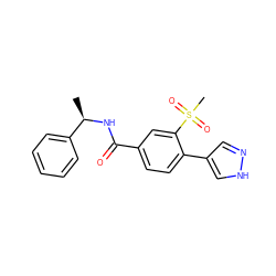 C[C@@H](NC(=O)c1ccc(-c2cn[nH]c2)c(S(C)(=O)=O)c1)c1ccccc1 ZINC001772634036