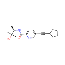 C[C@@H](NC(=O)c1ccc(C#CC2CCCC2)cn1)C(C)(C)O ZINC000096933595