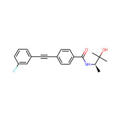 C[C@@H](NC(=O)c1ccc(C#Cc2cccc(F)c2)cc1)C(C)(C)O ZINC000096933596