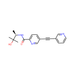 C[C@@H](NC(=O)c1ccc(C#Cc2cccnc2)cn1)C(C)(C)O ZINC000096933591