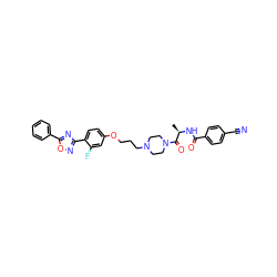 C[C@@H](NC(=O)c1ccc(C#N)cc1)C(=O)N1CCN(CCCOc2ccc(-c3noc(-c4ccccc4)n3)c(F)c2)CC1 ZINC000027745857