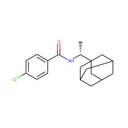 C[C@@H](NC(=O)c1ccc(Cl)cc1)C12CC3CC(CC(C3)C1)C2 ZINC000005723056