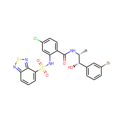 C[C@@H](NC(=O)c1ccc(Cl)cc1NS(=O)(=O)c1cccc2nsnc12)[C@@H](O)c1cccc(Br)c1 ZINC000049695343