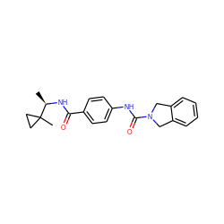 C[C@@H](NC(=O)c1ccc(NC(=O)N2Cc3ccccc3C2)cc1)C1(C)CC1 ZINC000167017668