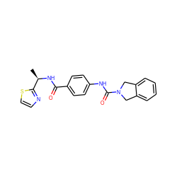 C[C@@H](NC(=O)c1ccc(NC(=O)N2Cc3ccccc3C2)cc1)c1nccs1 ZINC000167498941