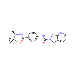 C[C@@H](NC(=O)c1ccc(NC(=O)N2Cc3cccnc3C2)cc1)C1(C)CC1 ZINC000166377723