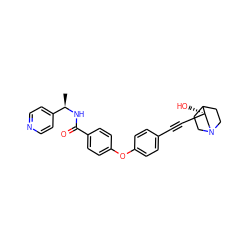 C[C@@H](NC(=O)c1ccc(Oc2ccc(C#C[C@]3(O)CN4CCC3CC4)cc2)cc1)c1ccncc1 ZINC000073223204