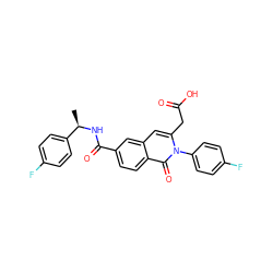 C[C@@H](NC(=O)c1ccc2c(=O)n(-c3ccc(F)cc3)c(CC(=O)O)cc2c1)c1ccc(F)cc1 ZINC000223553714