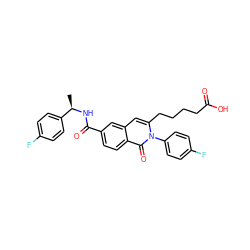 C[C@@H](NC(=O)c1ccc2c(=O)n(-c3ccc(F)cc3)c(CCCCC(=O)O)cc2c1)c1ccc(F)cc1 ZINC000205659888